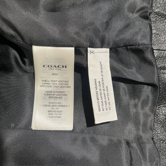NWOT COACH Applique Yoke Collarless Leather Jacket Size 0 Black MSRP $1295 - Picture 13 of 14